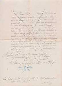 Instància en la que Joan Cabanyes pare demana un certificat amb les causes de la mort del seu fill. Datada el dilluns 22 de març de 1937